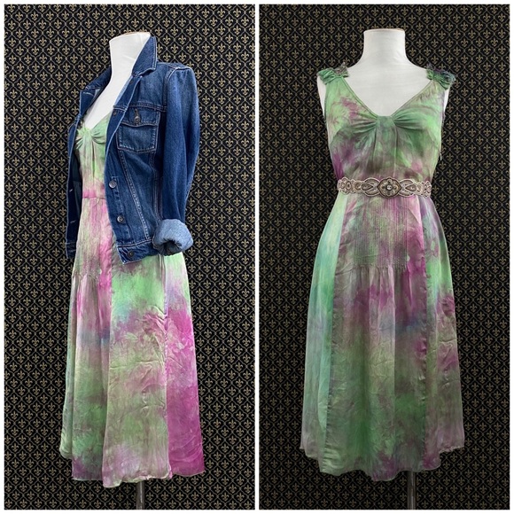 2005 Anthro “Watercolor Silk Dress” by C.C. Outlaw - Picture 4 of 16